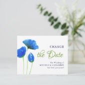 Blauwe waterverf. Het Briefkaart van de datum wijz (Staand voorkant)