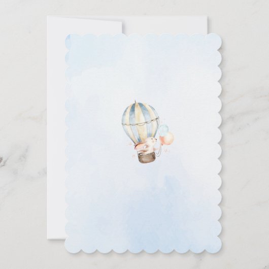 Blauwe Waterverf Hete Luchtballon Bunny Verjaardag Kaart (Achterkant)