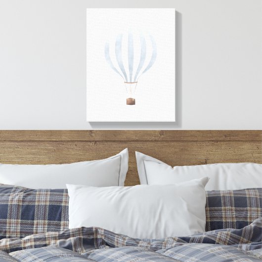 blauwe Waterverf heteluchtballon Canvas Afdruk (Insitu (Slaapkamer))
