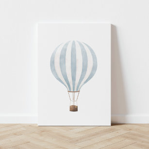  blauwe Waterverf heteluchtballon Imitatie Canvas Print