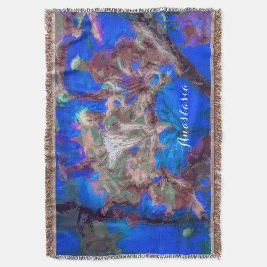 Blauwe Waterverf Hibiscus Flowers Deken (Voorkant Verticaal)