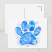 Blauwe Waterverf hondenpootafdruk Briefkaart (Voorkant / Achterkant)