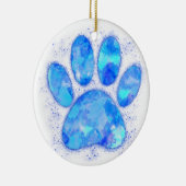 Blauwe Waterverf hondenpootafdruk Keramisch Ornament (Rechts)