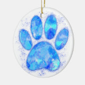 Blauwe Waterverf hondenpootafdruk Keramisch Ornament (Links)