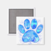 Blauwe Waterverf hondenpootafdruk Magneet (Voorkant / Achterkant)