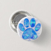 Blauwe Waterverf hondenpootafdruk Ronde Button 3,2 Cm (Voorkant /achterkant)