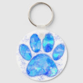 Blauwe Waterverf hondenpootafdruk Sleutelhanger (Achterkant)