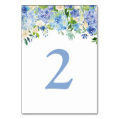 Blauwe Waterverf hortensia douchetafel nummers Kaart (Achterkant)