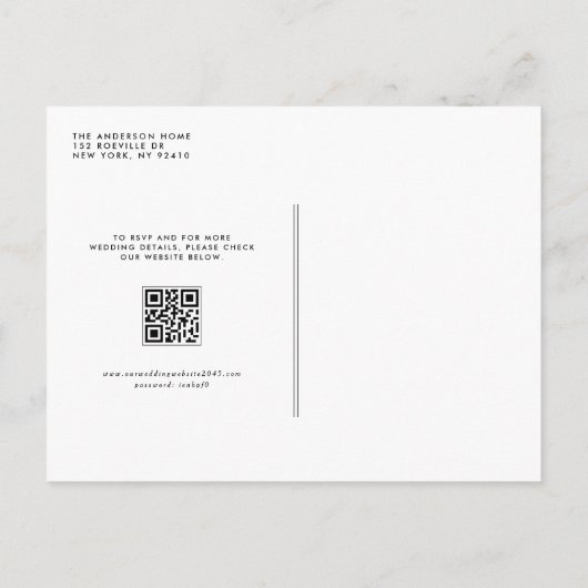 Blauwe Waterverf Hortensia en Roos QR Code Wedding Uitnodiging Briefkaart (Achterkant)