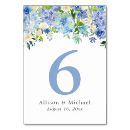 Blauwe Waterverf hortensia Tafelnummers