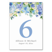 Blauwe Waterverf hortensia Tafelnummers (Voorkant)