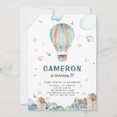  blauwe Waterverf Hot Air ballon Birthday Kaart (Voorkant)