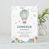  blauwe Waterverf Hot Air ballon Birthday Kaart (Staand voorkant)