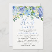 Blauwe Waterverf Hydrangea Bloemen Kippen Party Kaart (Voorkant)