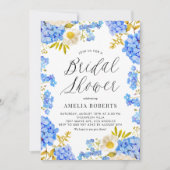 Blauwe Waterverf Hydrangea Bloemen Vrijgezellenfee Kaart (Voorkant)