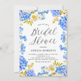 Blauwe Waterverf Hydrangea Bloemen Vrijgezellenfee Kaart