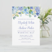 Blauwe Waterverf hydrangea Bloemige Huwelijkskaart Kaart (Staand voorkant)