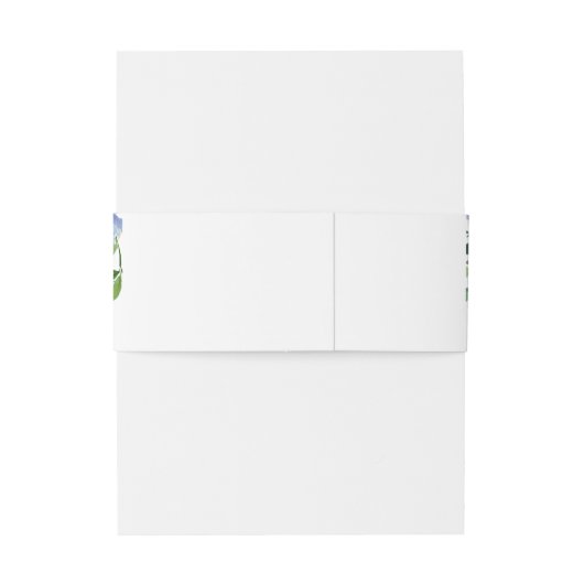 Blauwe Waterverf Hydrangea Bruiloft Belly Band Uitnodigingen Wikkel (Achterkant Voorbeeld)