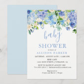 Blauwe Waterverf Hydrangea Brunch en Bubble Kaarte Kaart (Voorkant / Achterkant)