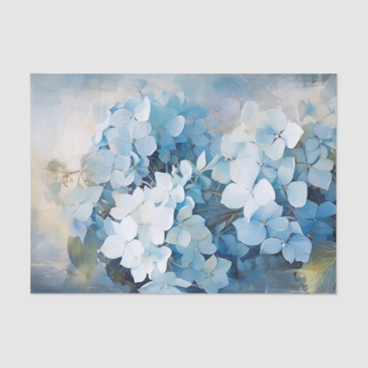 Blauwe Waterverf Hydrangea Decoupage Tissuepapier (Voorkant)