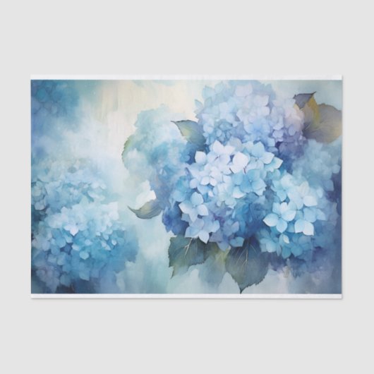 Blauwe Waterverf Hydrangea Decoupage Tissuepapier (Voorkant)