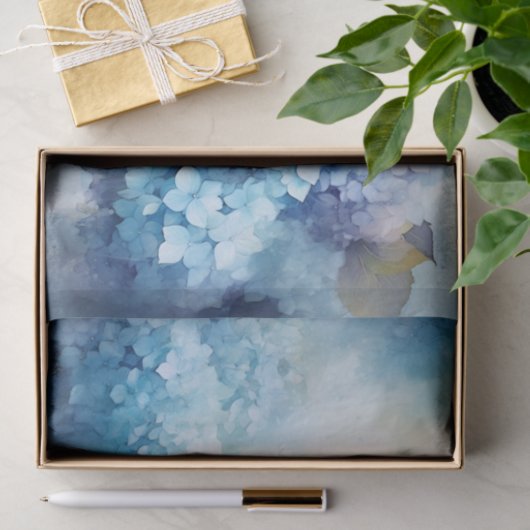 Blauwe Waterverf Hydrangea Decoupage Tissuepapier (Geschenk)