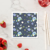 Blauwe Waterverf Hydrangea en Roos Bloemenpatroon Servet (Insitu)