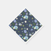 Blauwe Waterverf Hydrangea en Roos Bloemenpatroon Servet (Hoek)