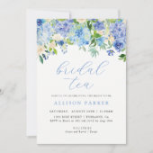 Blauwe Waterverf Hydrangea Floral Bridal Tea Kaart (Voorkant)