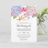Blauwe Waterverf Hydrangea Floral bruiloft Kaart (Staand voorkant)