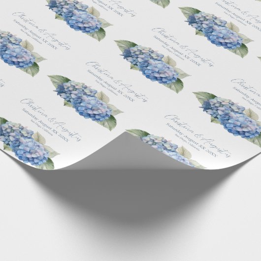 Blauwe Waterverf Hydrangea Flowers Cadeaupapier (Hoek)