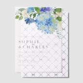 Blauwe Waterverf Hydrangea Winter Floral Wedding Vellum Uitnodigingen (Offset (Uitnodiging))