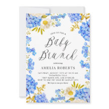 Blauwe Waterverf Hydrangeas Bloemen Baby Brunch