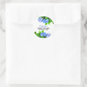 Blauwe Waterverf Hydrangeas Bloemen Vrijgezellenfe Ronde Sticker (Tas)