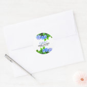 Blauwe Waterverf Hydrangeas Bloemen Vrijgezellenfe Ronde Sticker (Envelop)