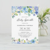 Blauwe Waterverf Hydrangeas en Rozen Baby Kaart (Staand voorkant)