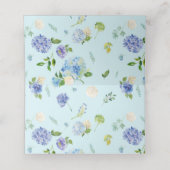 Blauwe Waterverf Hydrangeas en Rozen Borders Wedde Plaatskaartje (Binnenkant ongevouwen)