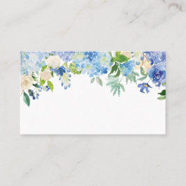 Blauwe Waterverf Hydrangeas en Rozen Floral Garlan Plaatskaartje
