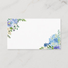 Blauwe Waterverf Hydrangeas en Rozen Floral Plaatskaartje