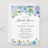 Blauwe Waterverf Hydrangeas en Rozen Vrijgezellenf Kaart (Voorkant)