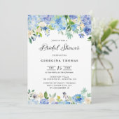 Blauwe Waterverf Hydrangeas en Rozen Vrijgezellenf Kaart (Staand voorkant)