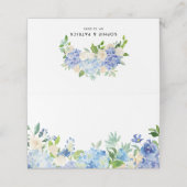 Blauwe Waterverf Hydrangeas Floral Garland Wedding Plaatskaartje (Buitenkant ongevouwen)