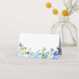 Blauwe Waterverf Hydrangeas Floral Garland Wedding Plaatskaartje