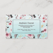 Blauwe Waterverf Japanse Zwallow Cherry Blossom Visitekaartje (Achterkant)