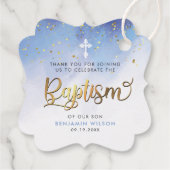Blauwe Waterverf jongensdoop Dank u Bedankjes Labels (Achterkant)