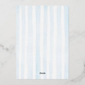 Blauwe Waterverf Jongensdoop Folie Uitnodiging (Achterkant)