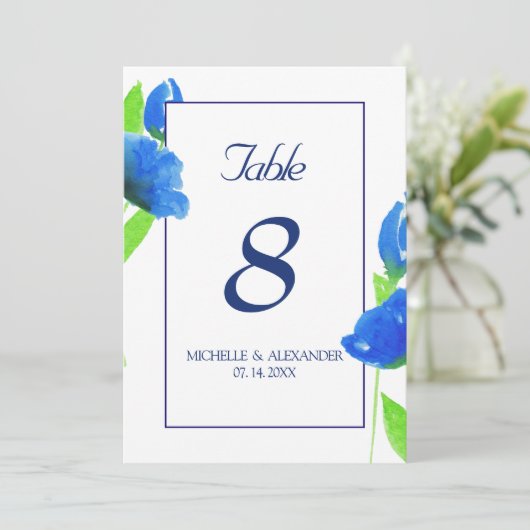 Blauwe waterverf kaart (Staand voorkant)