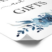 Blauwe waterverf Kaarten voor een blote bruiloft e Poster (Hoek)