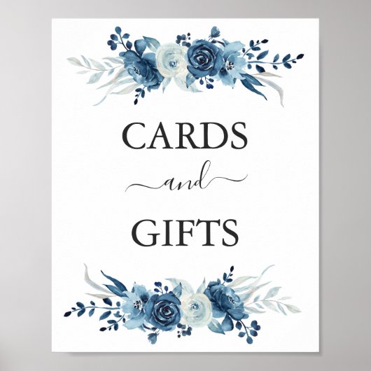 Blauwe waterverf Kaarten voor een blote bruiloft e Poster (Voorkant)