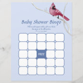 Blauwe Waterverf Kardinaal Baby shower Bingo Game (Voorkant)